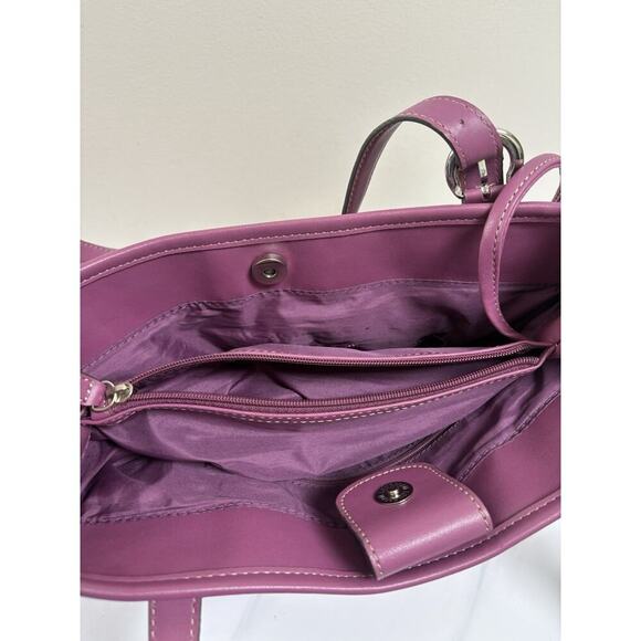 Liz & Co. Purple Logo Shoulder Bag Tote Purse Double Handle Zipper Compartments. - Picture 9 of 12